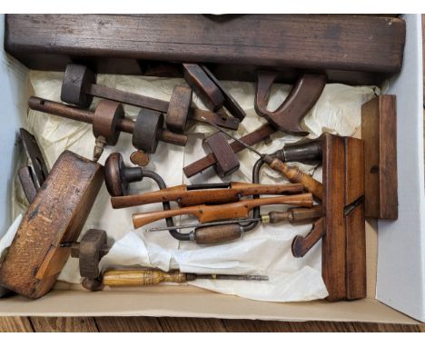 Antique wooden carpentry tools