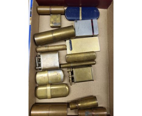 A collection of predominantly brass antique and vintage lighter. (15)
