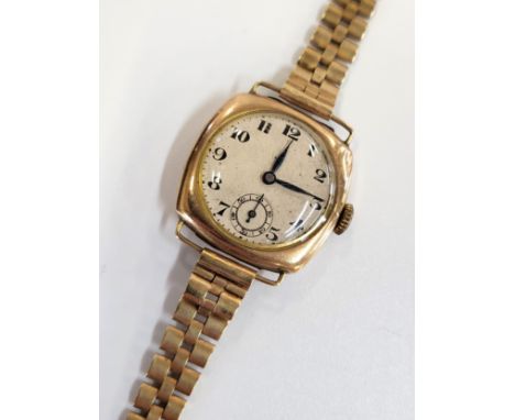 A 9ct gold watch and bracelet, circa 1910. 24gmsWinds and runs, bracelet hallmarked.