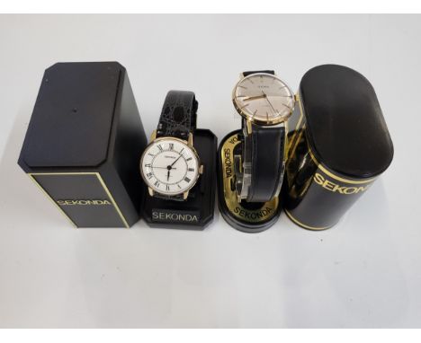 Two gentlemens vintage Sekonda watches both manual wind, one 23 jewel the other 19 Jewel on leather straps.