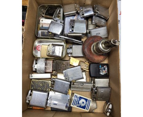 A large collection of vintage, antique and novelty lighters, including an Anglia table lighter.