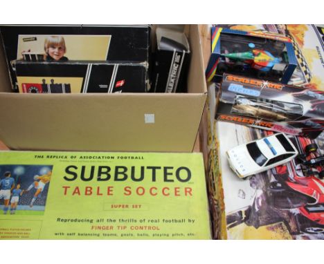 A boxed Scalextric set 300, accessories and Subbuteo Super Set  