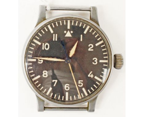 A rare World War II German military Luftwaffe B.Uhr pilot/ navigators watch circa 1940, ref fl23883. Black dial with  luminou