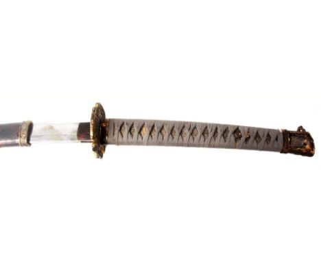 A Japanese samurai sword Katana blade adapted for military use with 70 cm blade number 00012, tang not viewed, blade with vis