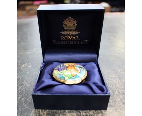 A boxed Royal Worcester Castles in the Air trinket box