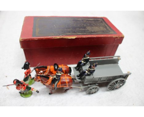 Britains types of the British Army, The Army Service Corps No. 146 with two further soldiers, twin horse set with grey wagon,