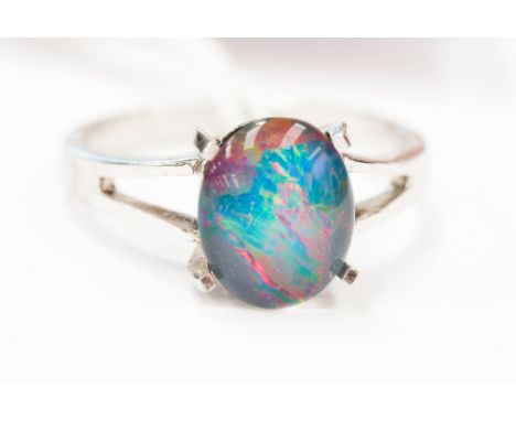 A Australian opal set in sterling silver 