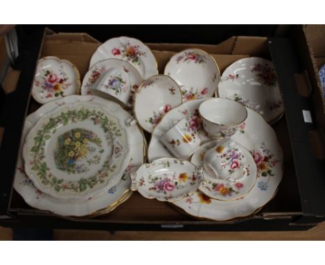 A Royal Crown Derby 'Derby Posies' collection, comprising six dinner plates, soup bowls, saucers, pin dishes, etc, plus two R