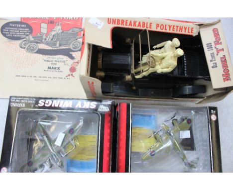 A Marx toys boxed unbreakable polythene old timer model T Ford and two boxed Sky Kings mode aircraft  