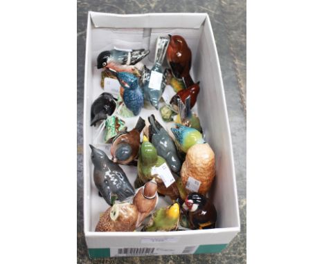 A collection of fifteen Beswick garden and other birds; together with two others similar by Goebel 
