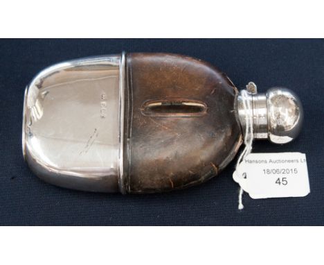 A silver and leather hip flask, Mappin and Webb, Sheffield 1895  