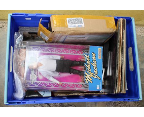 Michael Jackson collection of books, CDs, magazines, doll, LPs and a DVD box set 