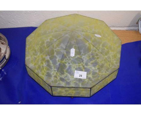 An early 20th Century marbled glass ceiling light shade