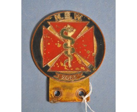 Vintage NSW doctors enamel car badge no: 2063, height 11cm approx