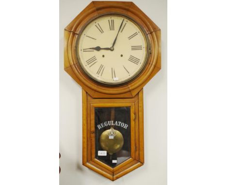 Ansonia Regulator wall clock key and pendulum available. (Height 82cm approx).