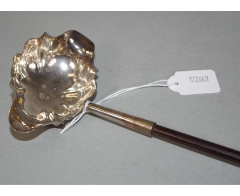 George III sterling silver toddy ladle, hallmarked London 1766, 37cm long approx.