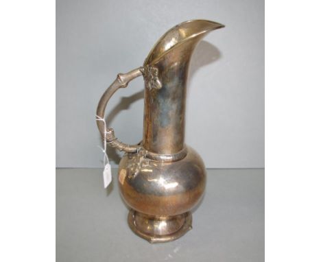 Vintage  Continental silver wine ewer applied grape vine leaf decoration. (height 31cm approx, weight 516grams approx).