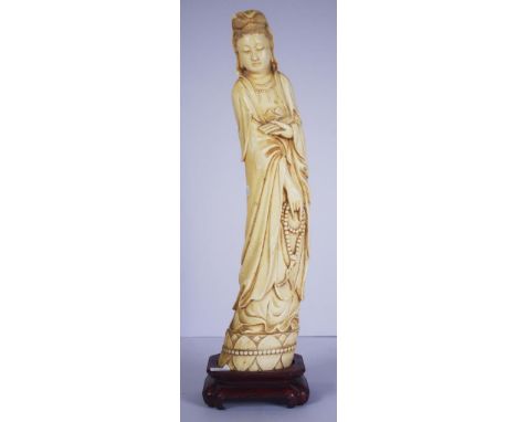 Chinese late Qing (1880-1912) carved ivory figure 38cm high. Provenance: acquired by the vendor's parents (who were a traders