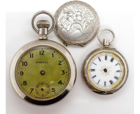 Two antique pocket watches. For restoration. To include a silver case item.