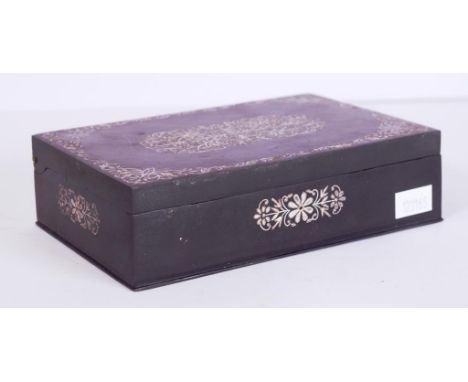 Indian silver inlay Bidri trinket box width 15cm X depth 10cm X height 4cm approx