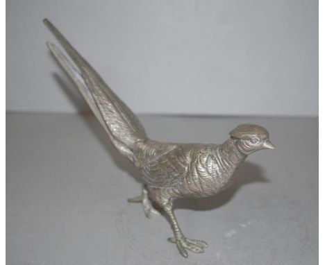 Vintage cast metal pheasant figurine height 14cm approx