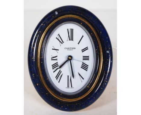 Cartier brass & enamel boudoir clock quartz movement, 8cm high approx.