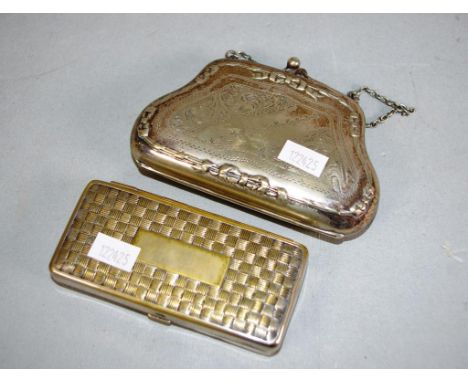 Vintage silver plate ladies purse together with a silver plate box