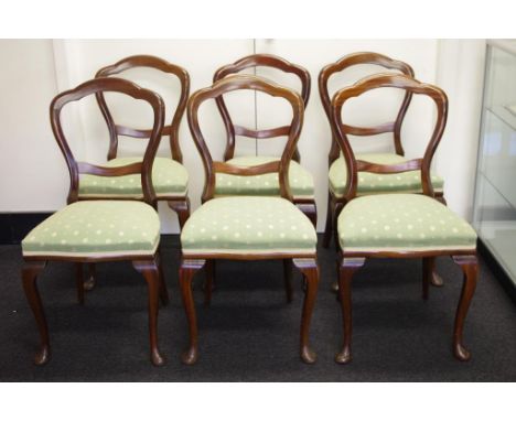 Six vintage balloon back chairs with front cabriole legs
