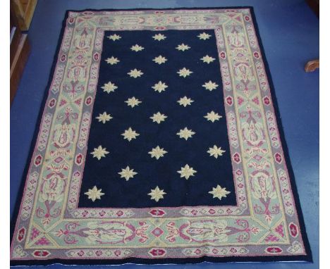 Vintage rug with black and olive colour tones, 244cm x 156cm approx