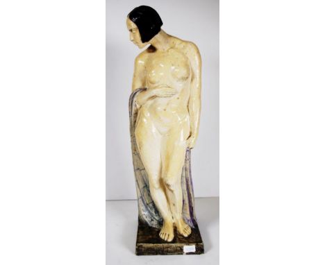 Art Deco style signed ceramic nude figure 41cm high approx. (restored)