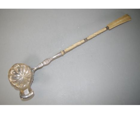 Good antique ivory handle silver toddy ladle handle of bone & ivory, to silver ladle. Export of this item will be subject to 