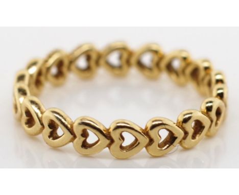 14ct gold Pandora heart ring. "Forever love"Marked ALE 52 585. Approx 3 grams weight, ring size L