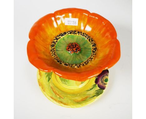 Vintage Carlton Ware comport & under plate flower form comport, (height 9cm approx), with floral decorated under plate.