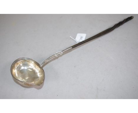 Georgian silver toddy ladle with whale bone handle, monogram to bowl. Length 32cm approx.