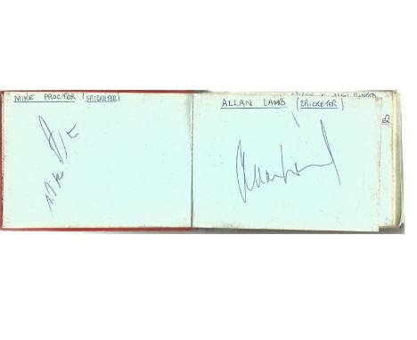 Small entertainment and sports 1980 autograph book.  45 signatures. Includes Bryan Robson, Debbie Gibson, Nigel Kennedy, 8 te