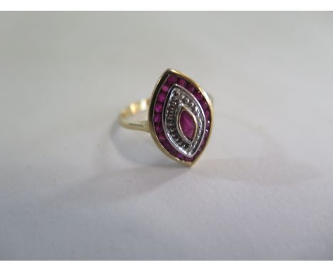 A 9ct gold ruby ring, marked 375 - Size O - approx 3 grams - good condition 