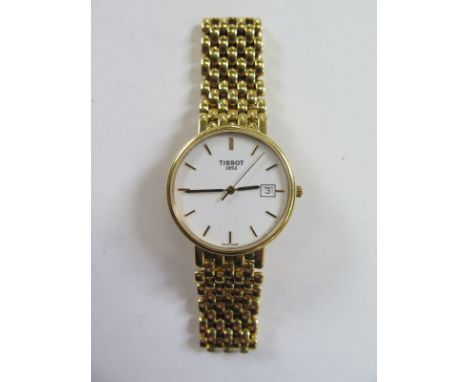 A gents 18ct yellow gold Tissot 1853 quartz bracelet wristwatch with date, 33mm wide including button - approx 68 grams total