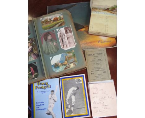 A collection of sporting ephemera and other collectibles, including autographs of the 1934 Yorkshire cricket team including H