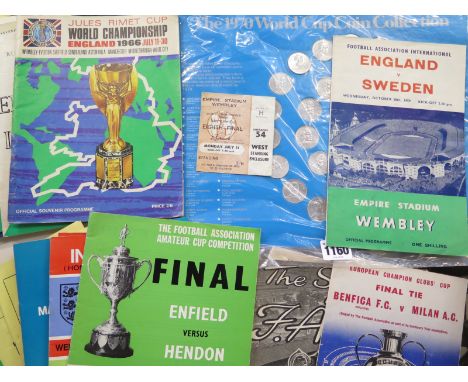 A 1966 England World Cup souvenir programme with World Cup ticket for Eighth final Monday July, 11 also with over 20 sporting