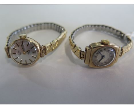 A Ladies Rotary Incabloc wristwatch with 9ct gold case together with another ladies wristwatch with 9ct gold case and damaged