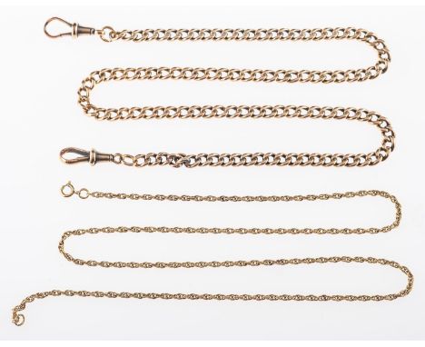 A group of two chains, an albert chain with toggle clasps to each end, toggles marked 9, 375 and each link marked 9, 375, len
