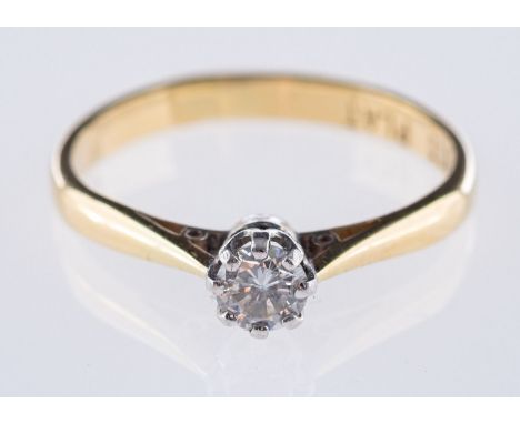 A single stone solitaire ring set with a brilliant-cut diamond, diamond approx. 0.25 carat, marked 18ct & Plat, size M, 2.2gr