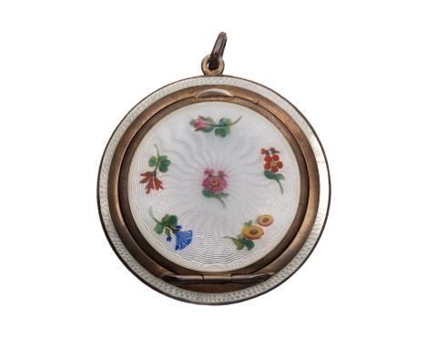 A George V silver and enamel compact, import marks for Stockwell & Co (George Stockwell), 1925, of small circular form, the e