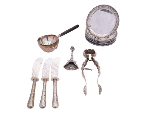 A set of ten American silver wine coasters, stamped 925 Sterling, 11125/11, of circular form with anthemion border, 10.5cm (4