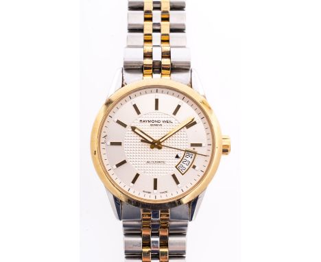 Raymond Weil Freelancer a gentleman's a stainless-steel and plated wristwatch the engine-turned silvered dial with date apert