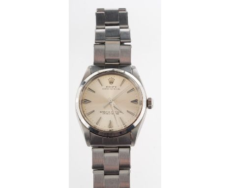 Rolex Oyster a gentleman's stainless steel wristwatch the dial with raised baton numerals, baton hands and signed Rolex, Oyst