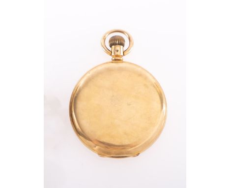 A 9ct gold fuill-hunter pocket watch the dial with black Roman numerals, blued steel hands and subsidiary seconds dial, the c
