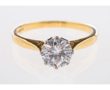 An 18ct yellow gold solitaire ring, set with a brilliant-cut diamond in an eight claw setting, approx. 1.00 carats, of good c