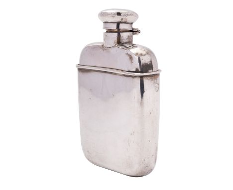 An Edward VII silver spirit flask and cup by William Hutton & Sons Ltd, London 1904, marks rubbed, of rectangular form with b