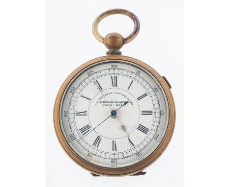 An open-faced pocket watch the dial signed Celebrated Chronometer, Specially Examined, Swiss Made, with black Roman numerals 